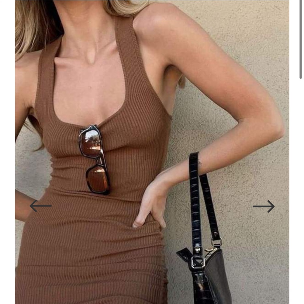 New Shop Rumours (Rumored) Indian Summer Mini Dress Brown S - Picture 3 of 8